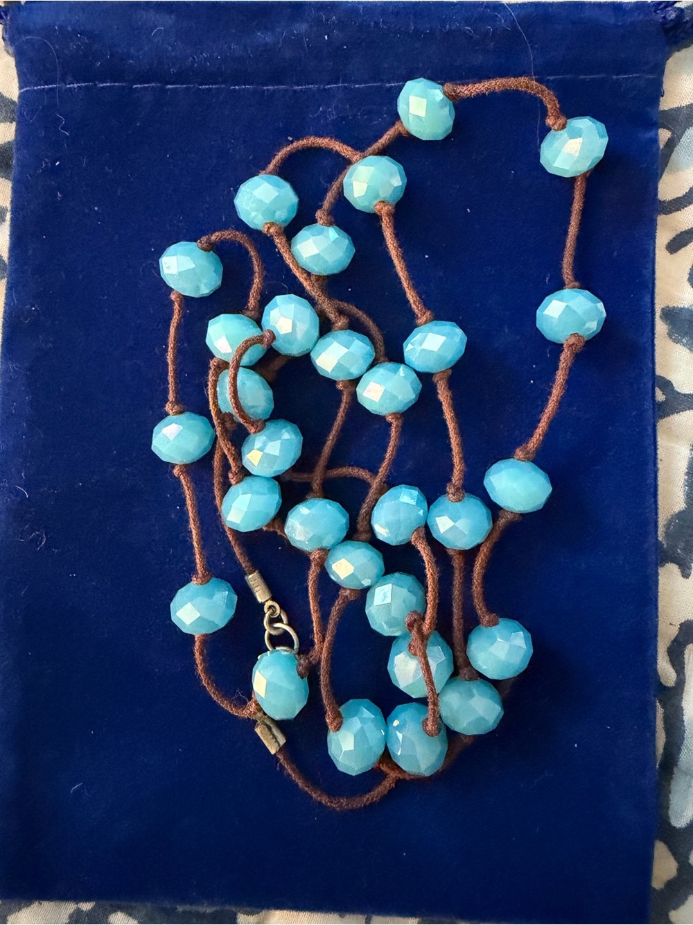 Turquoise Bead and Strand Necklace - Blue Turquoise Fashion Jewelry- 34 inches